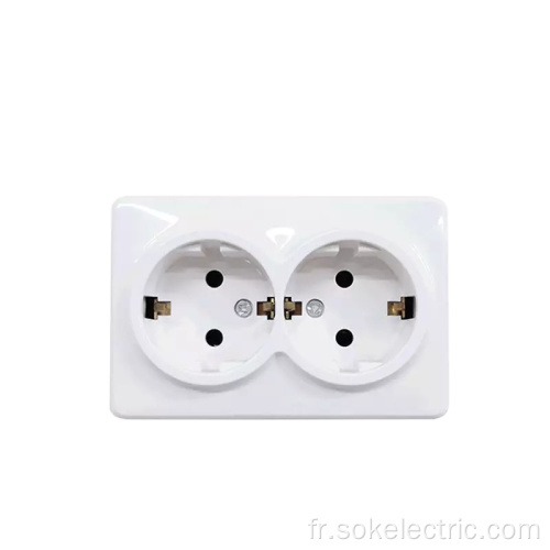 Double prise Schuko sans obturateur monté en surface 16A250V